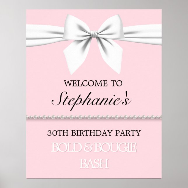 Blush Pink Tiffany Birthday Party Welcome Sign (Front)