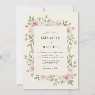 Blush Pink Timeless Spring Wedding Invitation