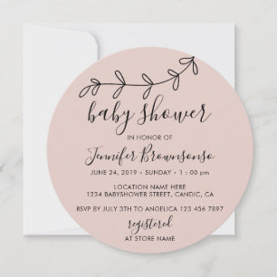 Blush Pink Tiny Boho Flower Minimal Baby Shower Invitation