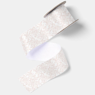Blush Pink Toile de Jouy Floral Peony Botanical Vi Satin Ribbon