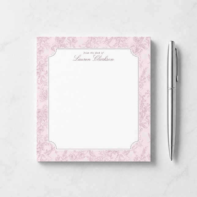 Blush Pink Toile Floral Notepad (Creator Uploaded)
