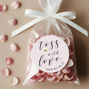 Blush Pink Toss with Love Wedding Confetti Favour Classic Round Sticker
