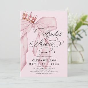 Blush Pink Trendy Bow Bridal Shower Invitation