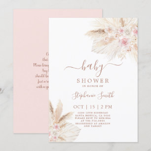  Blush pink Tropical Baby Shower Girl Invitation