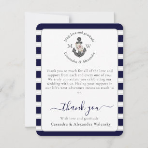 Blush Pink  Tropical Beach Hearts in Sand Wedding Thank You Card