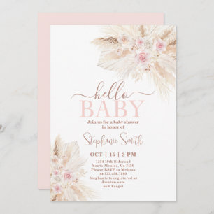Blush Pink Tropical Desert Baby Shower Invitation