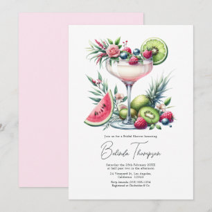 Blush Pink Tropical Floral Cocktail Bridal Shower  Invitation