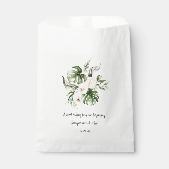 Blush Pink Tropical Floral Wedding Favour Favour Bags (Front)