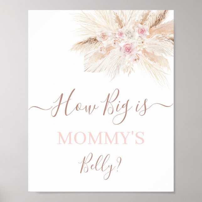  Blush pink Tropical How Big is Mummy's Belly sign (Front)