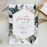 Blush Pink Tropical Palm Pampas 40th Birthday Invitation<br><div class="desc">This 40th birthday party invitation features pink pampas,  tropical palm leaves and a fun handwritten script font. This birthday invite is perfect for your beach or tropical themed girl birthday event.</div>