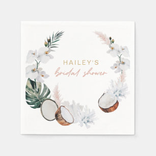 Blush Pink Tropical Palm Pampas Bridal Shower Napkin