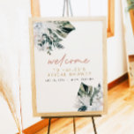 Blush Pink Tropical Palm Pampas Bridal Shower Post Poster<br><div class="desc">This bridal shower welcome sign features pink pampas,  tropical palm leaves and a fun handwritten script font. This bridal shower poster is perfect for your beach or tropical themed bridal shower event.</div>