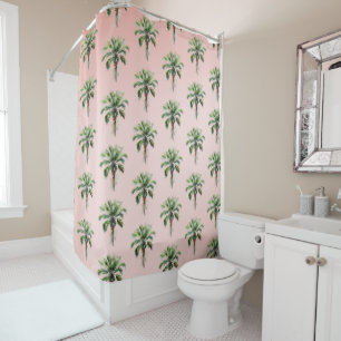 Blush Pink Tropical Palm Tree  Shower Curtain