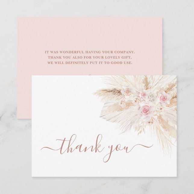  Blush pink Tropical thank you card (Front/Back)