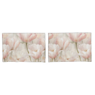 Blush Pink Tulips Floral  Pillowcase