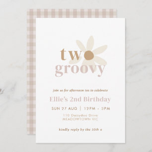 Blush Pink “Two Groovy” Boho Daisy 2nd Birthday Invitation