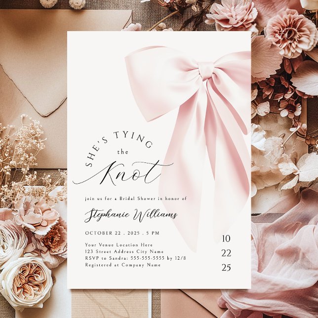 Blush Pink Tying the Knot Bridal Shower Invitation (Creator Uploaded)
