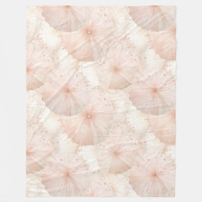 Blush Pink Umbrellas Fleece Blanket (Front)