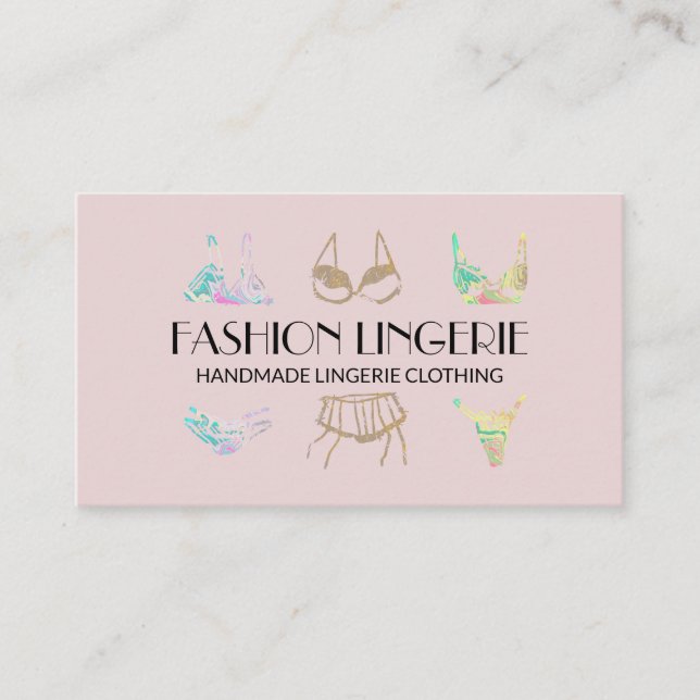 Blush Pink Underwear Girly shop Lingerie Clothing Business Card (Front)