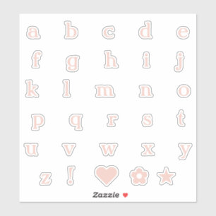 Blush Pink Upper Case Text Letters Alphabet Heart