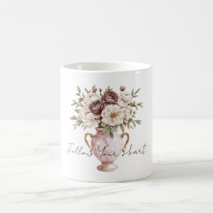 Blush Pink Vase Chocolate Cream Flowers Coffee Mug