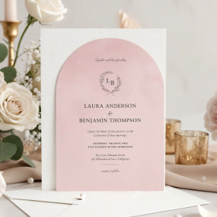 Blush Pink Velvet Elegant Arch Style Wedding Invitation