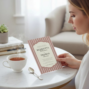 Blush Pink Vertical Stripe QR Wedding Invite