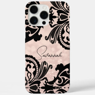 Blush Pink Victorian Floral Damask iPhone 16 Pro Max Case