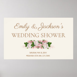 Blush Pink Vintage Floral Couple's Wedding Shower Poster