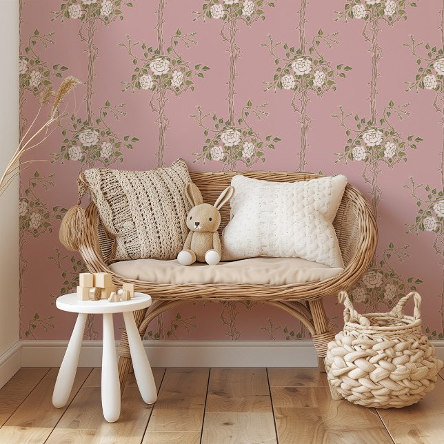 Blush Pink Vintage Floral Vine Wallpaper (Creator Uploaded)
