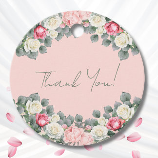 Blush Pink Vintage Garden Roses Baby Shower  Favour Tags