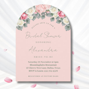 Blush Pink Vintage Garden Roses Bridal Shower Invitation
