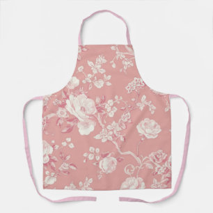 Blush Pink Vintage Rose Toile Floral Pattern Apron