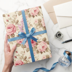 Blush Pink Vintage Roses Wrapping Paper