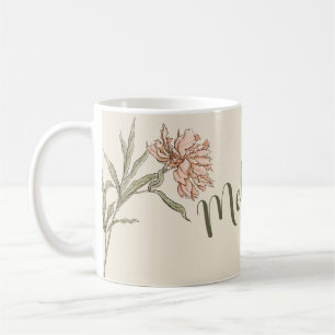 Blush Pink Vintage Watercolor Floral Personalised Coffee Mug