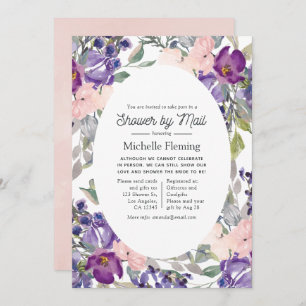 Blush Pink, Violet and Plum Bridal Shower by Mail Invitation