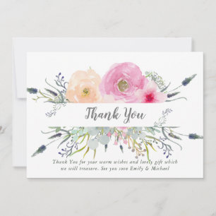 Blush Pink Violet Thank You Card Boho Herbs