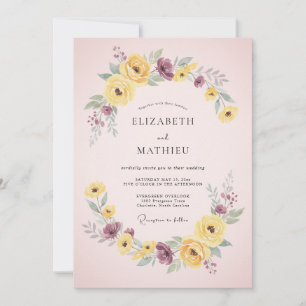 Blush Pink Vivacious Springtime Wedding Invitation