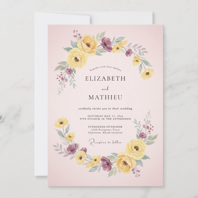Blush Pink Vivacious Springtime Wedding Invitation (Front)