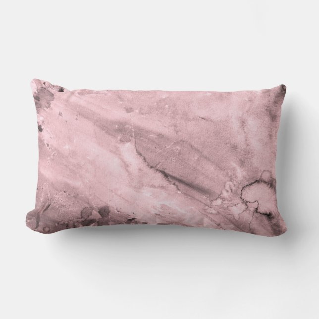Blush Pink Watercolor Abstract Lumbar Cushion (Front)
