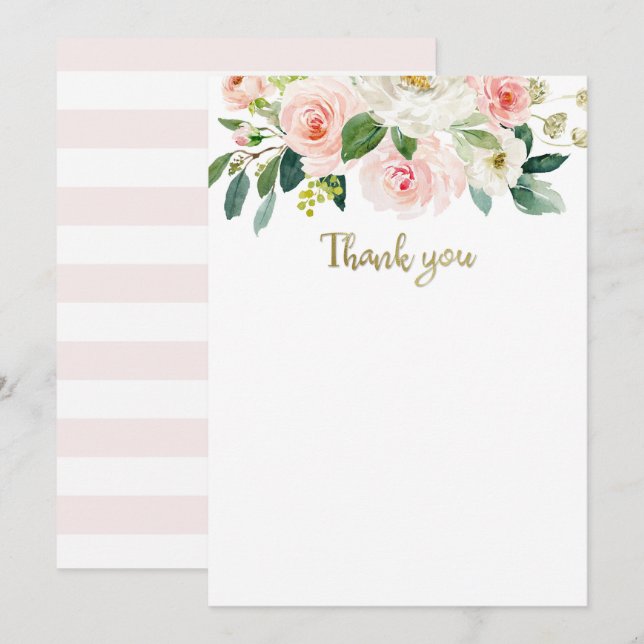 Blush Pink Watercolor Baby Shower Thank You card (Front/Back)
