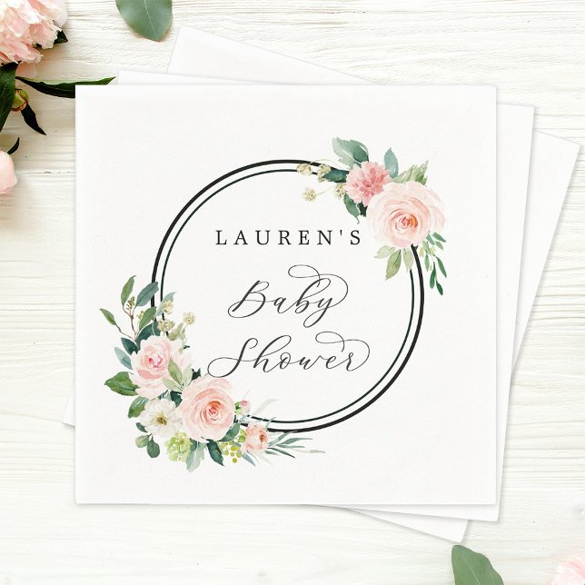 Blush Pink Watercolor Bloom Baby Shower Napkin (Creator Uploaded)