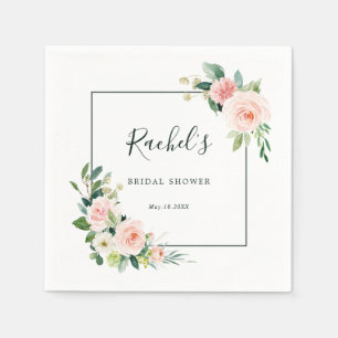 Blush Pink Watercolor Bloom Bridal Shower  Napkin