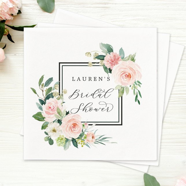 Blush Pink Watercolor Bloom Bridal Shower Napkin (Creator Uploaded)