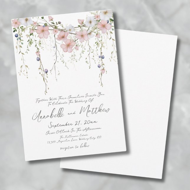 Blush Pink Watercolor Botanical Floral Wedding Invitation (Blush Pink Watercolor Botanical Floral Wedding Invitation)