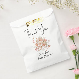 Blush Pink Watercolor Bouquet Girl Baby Shower Favour Bags