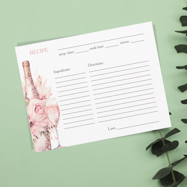 Blush Pink Watercolor Bridal Shower Recipe Card (Creator Uploaded)