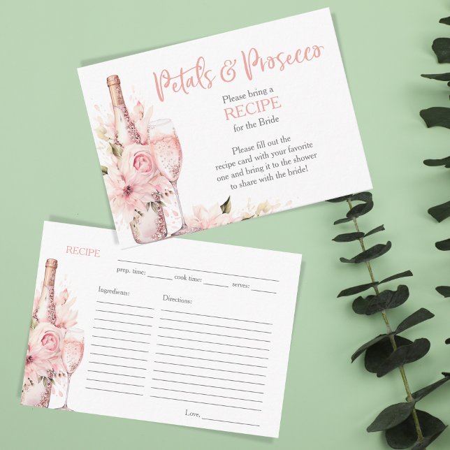 Blush Pink Watercolor Bridal Shower Recipe Request Enclosure Card (Creator Uploaded)