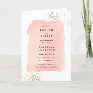 Blush Pink Watercolor Brunch Bubbly Bridal Shower Invitation