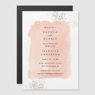 Blush Pink Watercolor Brunch Bubbly Bridal Shower Magnetic Invitation